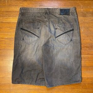 Ecko Unltd Mens Baggy Denim Shorts Faded Black Y2K Streetwear Size 38x15